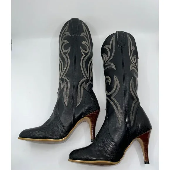 Vintage 70's Jeenz Boots Capezio Black Leather Size 6.5 - Picture 2 of 8